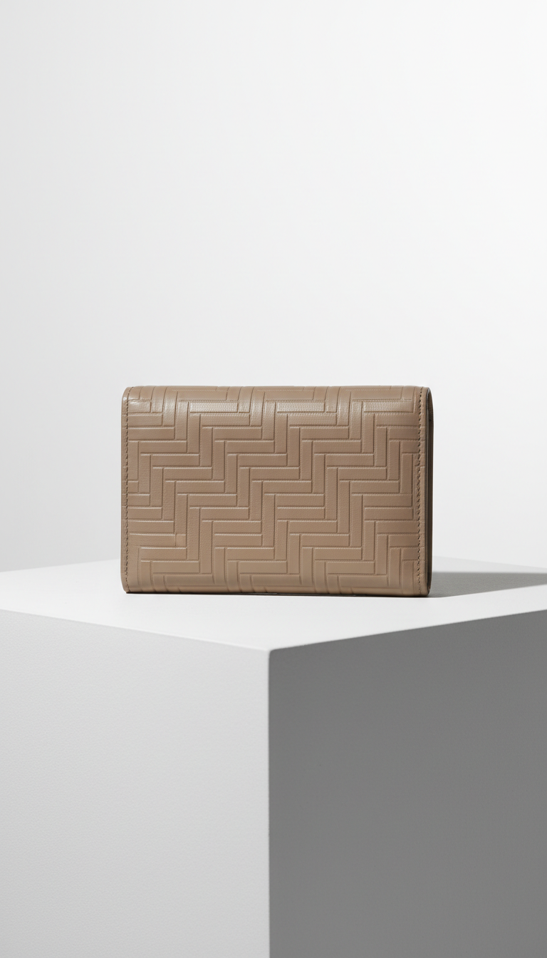 Stone Taupe Embossed Leather Wallet